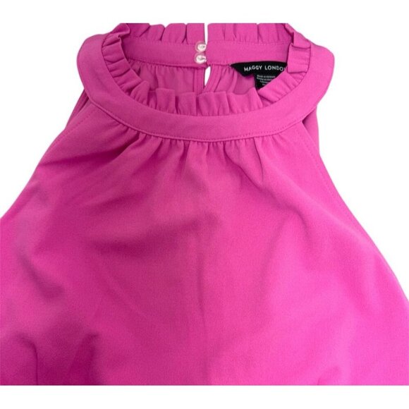 Maggy London Womens Light Pink Sleeveless Belted Pockets Sheath Dress Sz 12 New - Picture 6 of 10